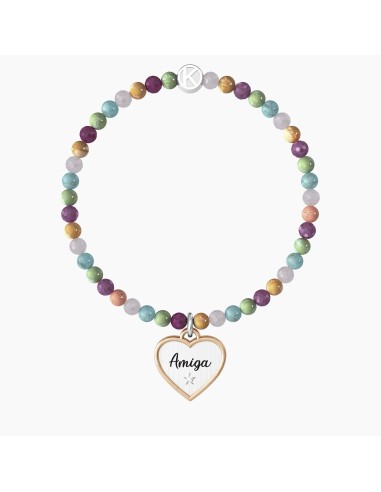 PULSERA ELÁSTICA ACERO CORAZÓN AMIGA