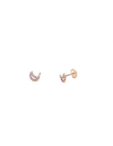 PENDIENTES LUNA CIRCONITAS ORO DE 18K