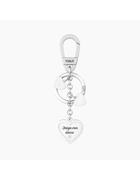LLAVERO ACERO CORAZÓN AMIGA ERES ÚNICA