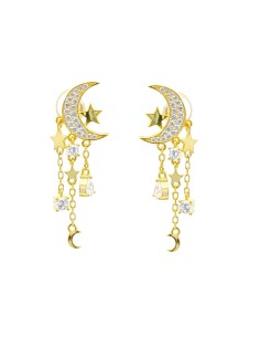 PENDIENTES LARGOS LUNA ZN PLATA CHAP DE 1ª LEY