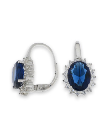 PENDIENTES 7X9MM ZAFIRO ZN PLATA DE 1ª LEY