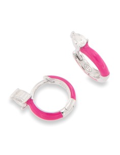 PENDIENTES ARO ESMALTE ROSA ZN PLATA 1ª LEY