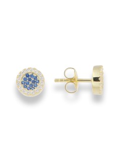 PENDIENTES BOTÓN ZN AZUL PLATA CHAPADA 1ª LEY