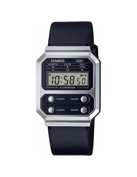 RELOJ PLATEADO/NEGRO CORREA WEL