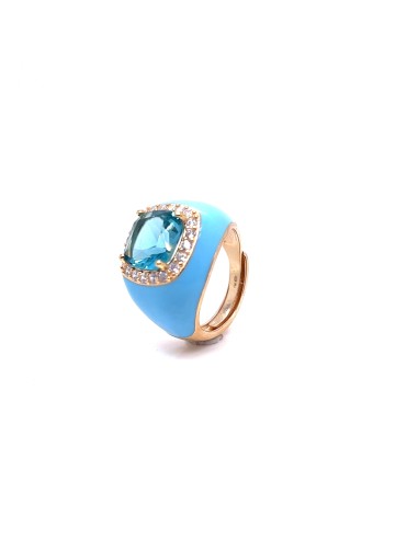 ANILLO ENAMEL BLUE  GOLD PLATA DE 1ª LEY