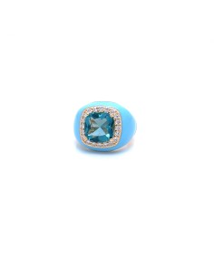 ANILLO ENAMEL BLUE  GOLD PLATA DE 1ª LEY 2