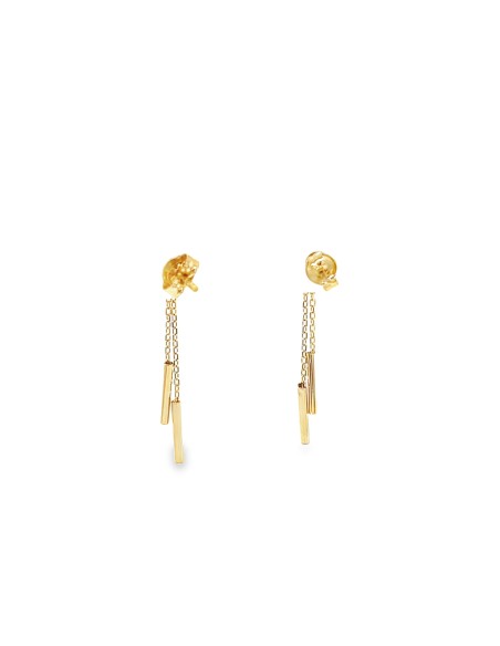 PENDIENTES FLOR LARGOS ORO DE 18K