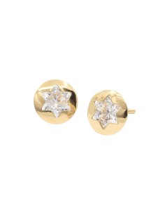 Pendientes redondo estrella calada con zn oro 18k