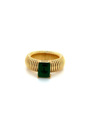 Acero- Anillo acero chunky zn verde 