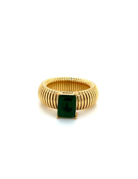 Acero- Anillo acero chunky zn verde