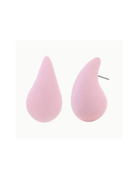 Pendientes gota efecto goma rosa acero