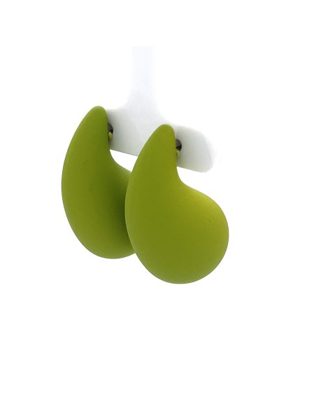 Pendientes gota efecto goma verde claro acero
