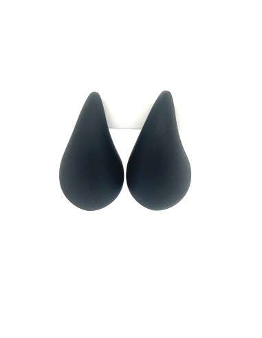 Pendientes gota efecto goma negro acero