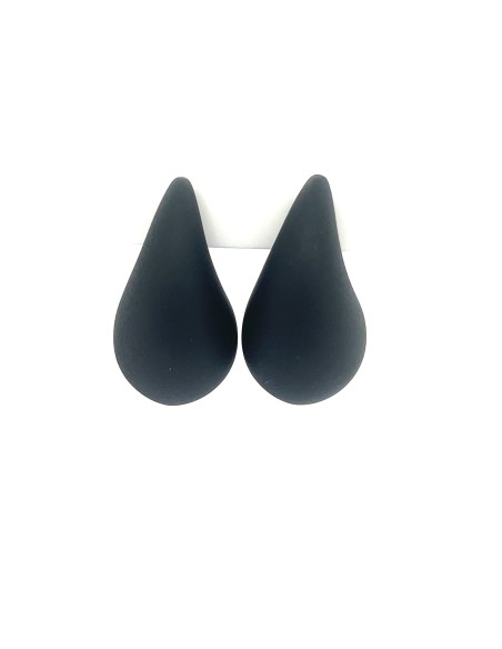 Pendientes gota efecto goma negro acero