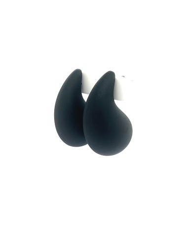 Pendientes gota efecto goma negro acero
