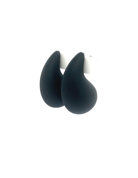 Pendientes gota efecto goma negro acero