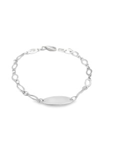 Pulsera nmo placa oval en oro blanco 18k