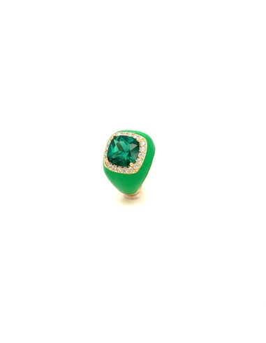 ANILLO ENAMEL GREEN  GOLD PLATA DE 1ª LEY