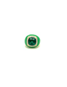 ANILLO ENAMEL GREEN  GOLD PLATA DE 1ª LEY 2