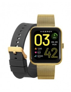 PACK RELOJ SMART ALUMINIO DORADO BRAZALETE Y CORRE