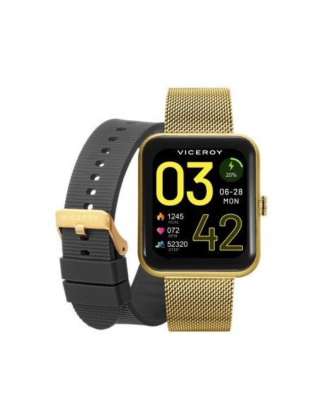 PACK RELOJ SMART ALUMINIO DORADO BRAZALETE Y CORRE