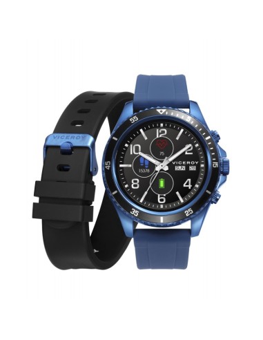 PACK RELOJ SMART ACERO IP AZUL BRAZALETE Y CORREA