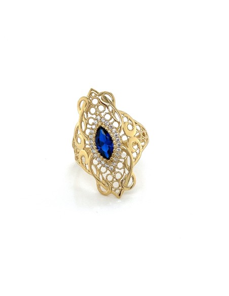ANILLO PIEDRA  AZUL ZN ORO DE 18K