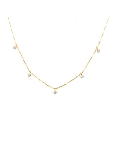 ct-0.04 GARGANTILLA 5 PUNTOS DIAMANTES ORO DE 18K