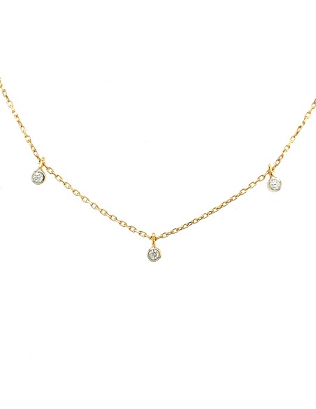 ct-0.04 GARGANTILLA 5 PUNTOS DIAMANTES ORO DE 18K