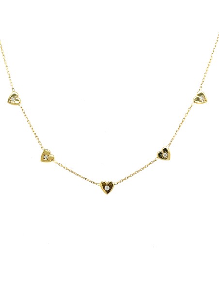 ct-0.05 GARGANTILLA CORAZONES DIAMANTES ORO DE 18K