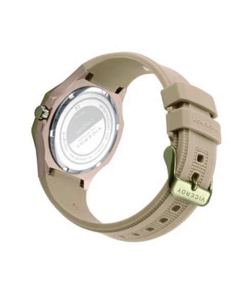RELOJ ALUMINIO BEIGE Y ACERO IP VERDE CORREA SRA V