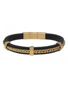 PULSERA CAUCHO Y ACERO DORADO