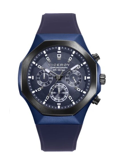 CRONO ALUMINIO AZUL Y ACERO IP NEGRO CORREA SR VA