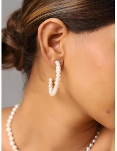 PENDIENTES SEMI ARO - PERLA CULTIVADA - PLATA  2