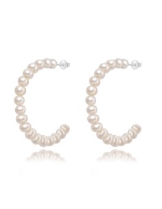 PENDIENTES SEMI ARO - PERLA CULTIVADA - PLATA