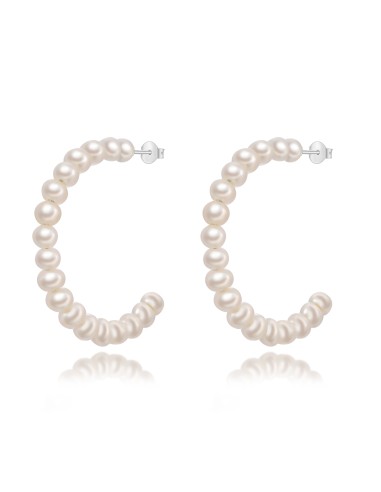 PENDIENTES SEMI ARO - PERLA CULTIVADA - PLATA