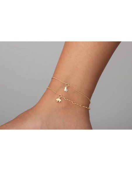 TOBILLERA CANGREJO - 21+3CM - BAÑADO ORO Y PLATA