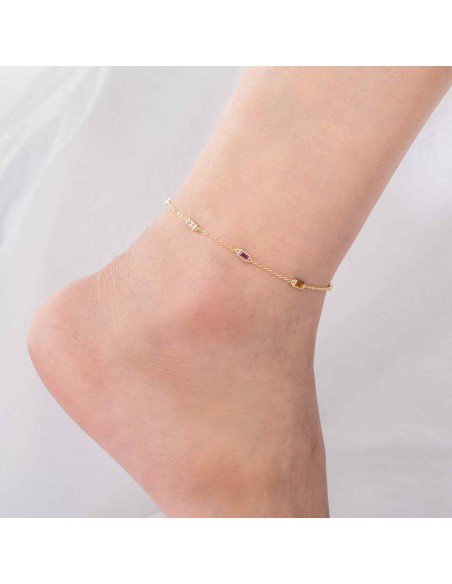 Tobillera Circonita Multi - 23+2 cm - Bañado Oro