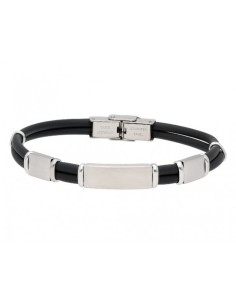 PULSERA ACERO Y CACHO NEGRO