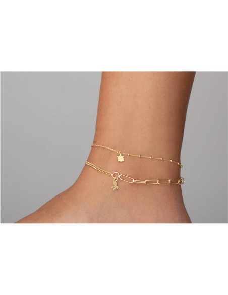 Tobillera Pulpo - Doble Cadena - 21+3cm - Bañado O