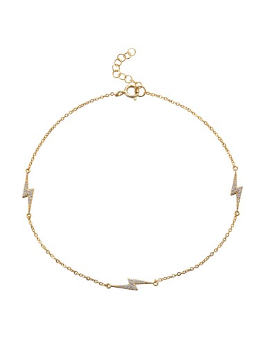 TOBILLERA CIRCONITA - RAYO - 23+2 CM - BAÑADO ORO