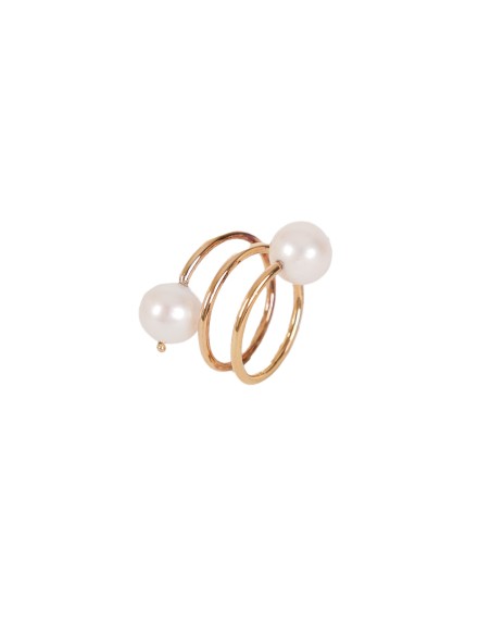 Anillo para mujer dos perlas espiral oro de 18k