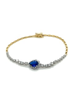 PULSERA ZAFIRO CIRCONITAS BICOLOR ORO DE 18K