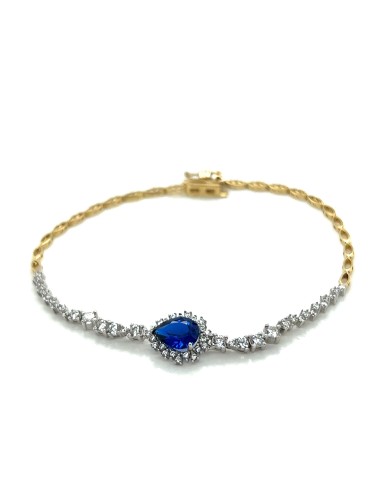 PULSERA ZAFIRO CIRCONITAS BICOLOR ORO DE 18K