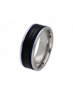 ANILLO ACERO NEGRO Y AZUL
