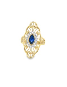 ANILLO PIEDRA AZUL ZN FORMAS ORO DE 18K
