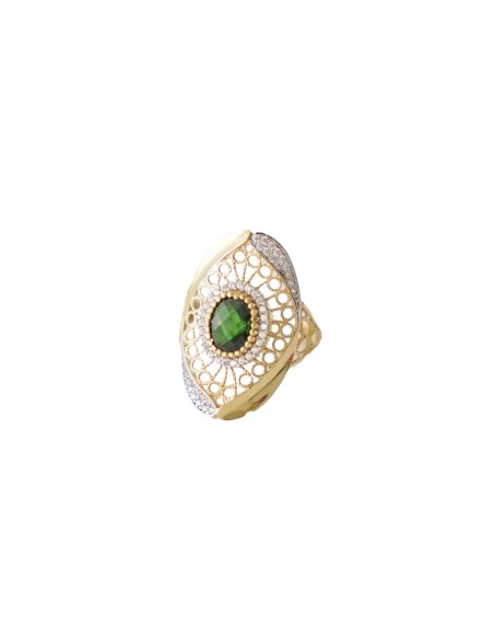 ANILLO PIEDRA VERDE ZN FORMAS ORO DE 18K
