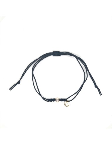 CT-0,035 PULSERA MACRAME NEGRO ORO DE 18K