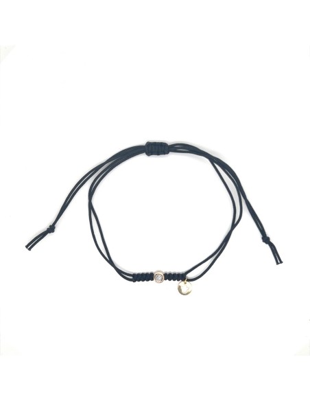 CT-0,035 PULSERA MACRAME NEGRO ORO DE 18K