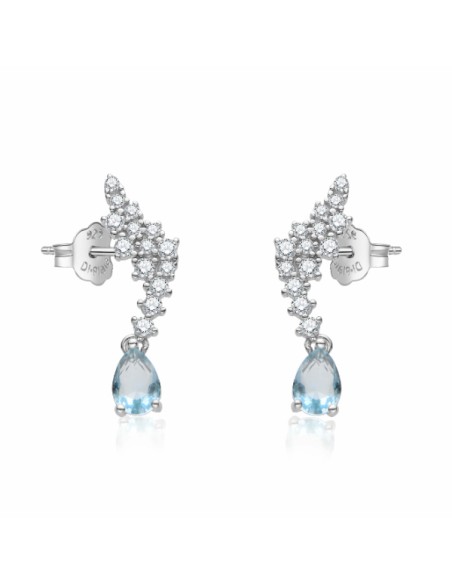 Pendientes largos zn con aguamarina plata 1ª ley